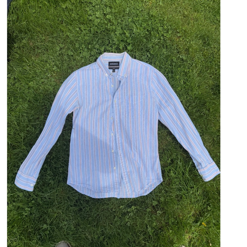 Bonobos Striped Slim Fit Button Down Shirt Light Blue‎ Red White Size S